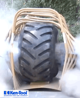 Tire cage explosion.