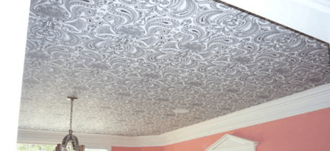 Wallpaper ceiling application.
