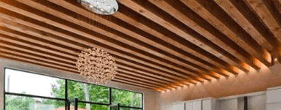 Wooden ceiling.